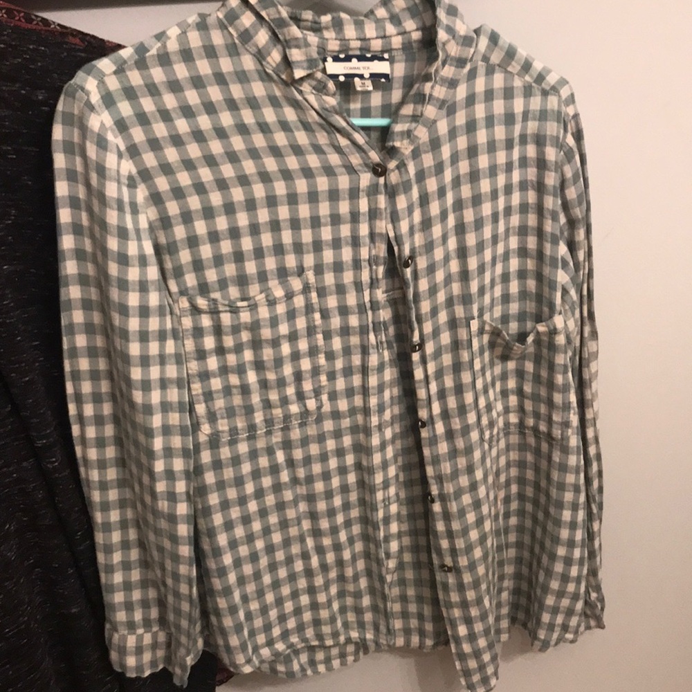 Button down, plaid top